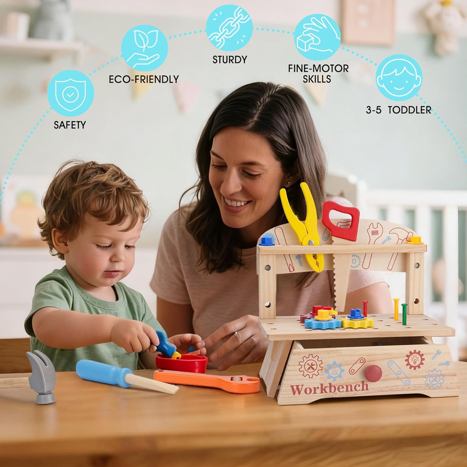 Wooden Tool Bench for Kids,Mon - Gardening Tools Girls recension och pris