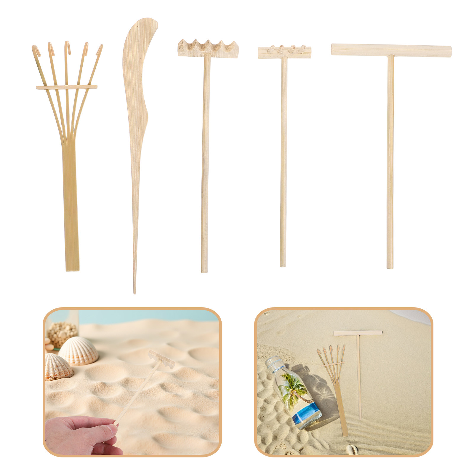 5Pcs Mini Bamboo Sand Garden R - Gardening Tools Drawing recension och pris