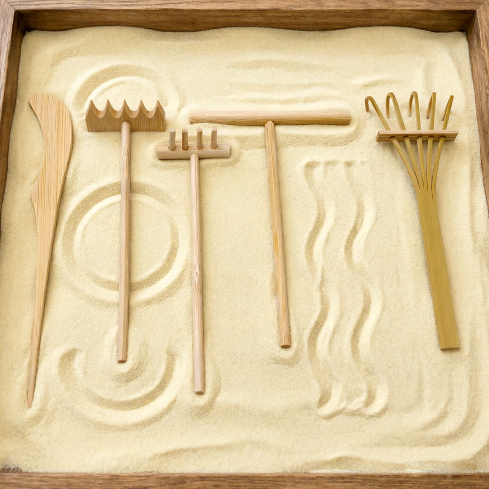 6 Pcs Bamboo Sand Rake Tool Ki - Gardening Tools Drawing recension och pris