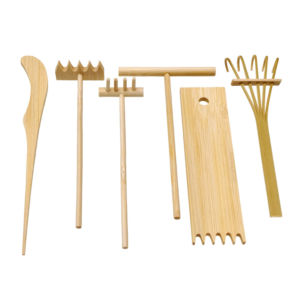 6 Pcs Bamboo Sand Rake Tool Ki - Gardening Tools Drawing recension och pris